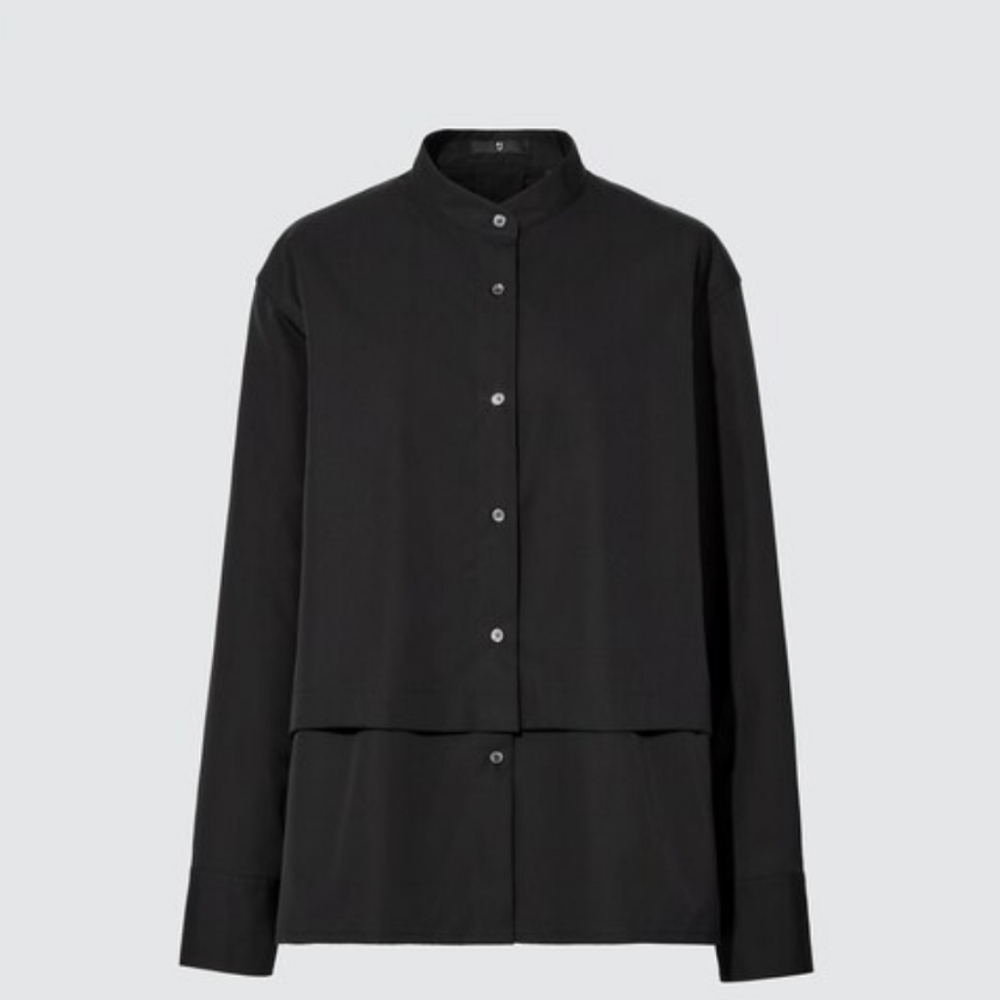 Uniqlo +J Supima® Cotton Long-Sleeve Shirt Jacket - black